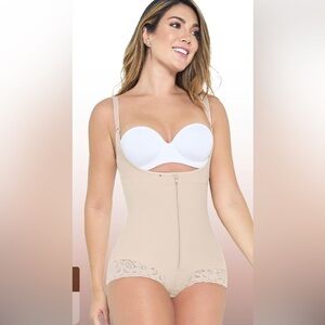 MARIAE Firm Compression Bodysuit Tan Shapewear Women Size L